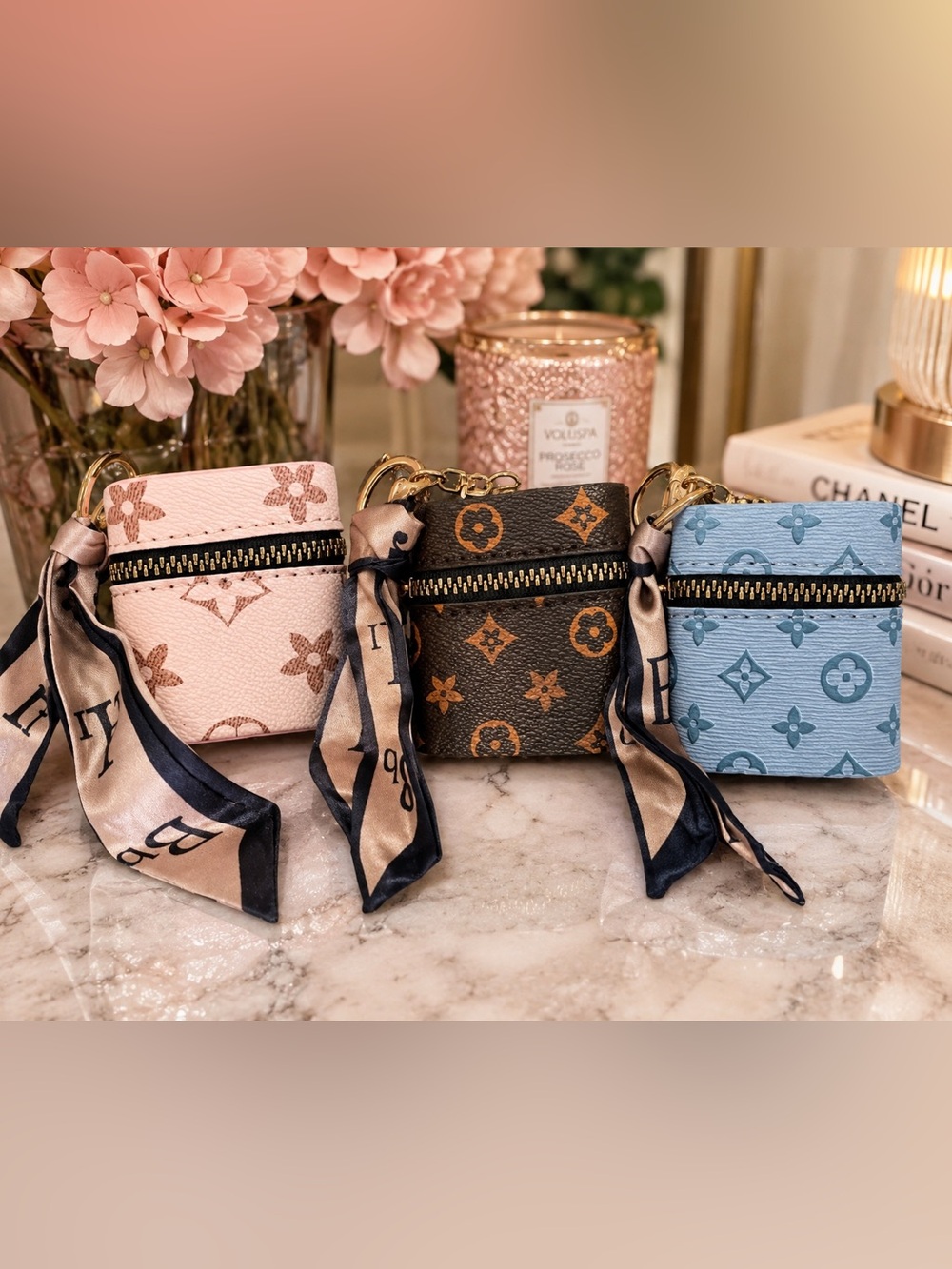 Stylish Monogram Cylinder Purse Charm / Mini Crossbody Bag